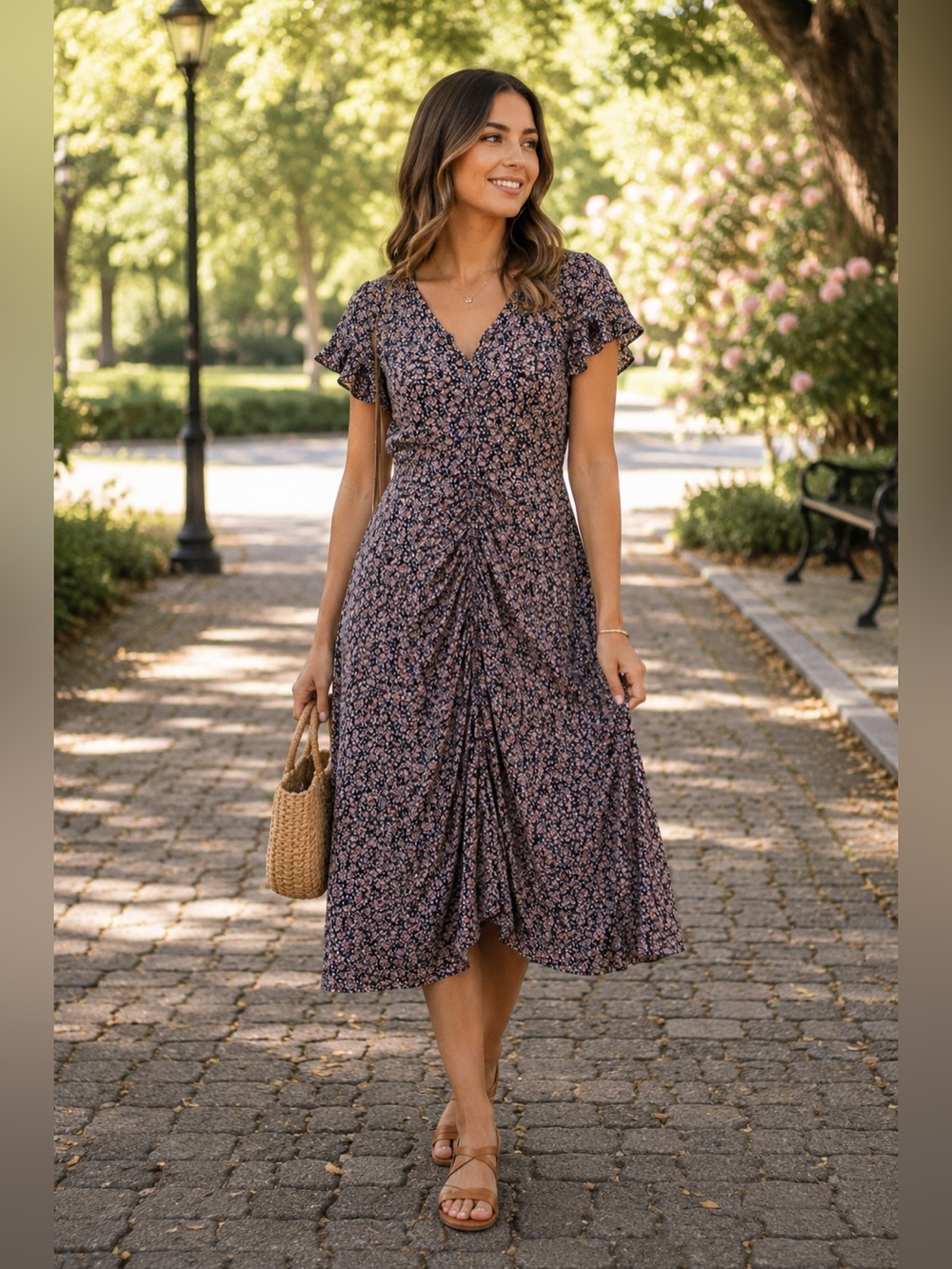 FREE PEOPLE Floral, Ruffles Maxi dress